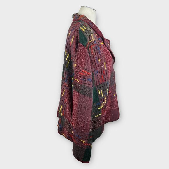 Vintage Studio West Boho Red Black Woven Colorful Tapestry Jacket Womens 3X - Picture 2 of 11